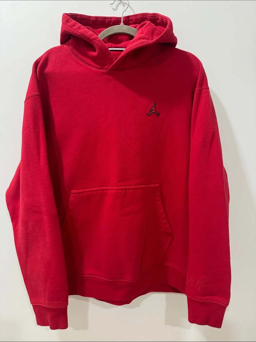 Jordan Red Hooded Pullover with Embroidered Jumpman and Autograph